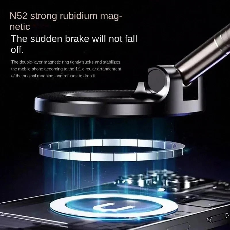 Magnetic Car Phone Mount, Strong Suction, 360° Rotation, iPhone, Android